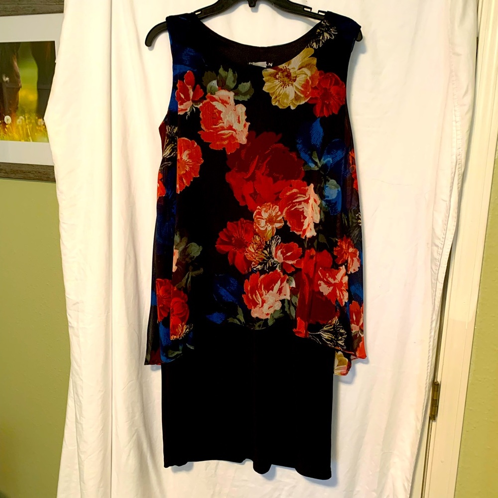 RONAN Black/Flora mini dress XXL